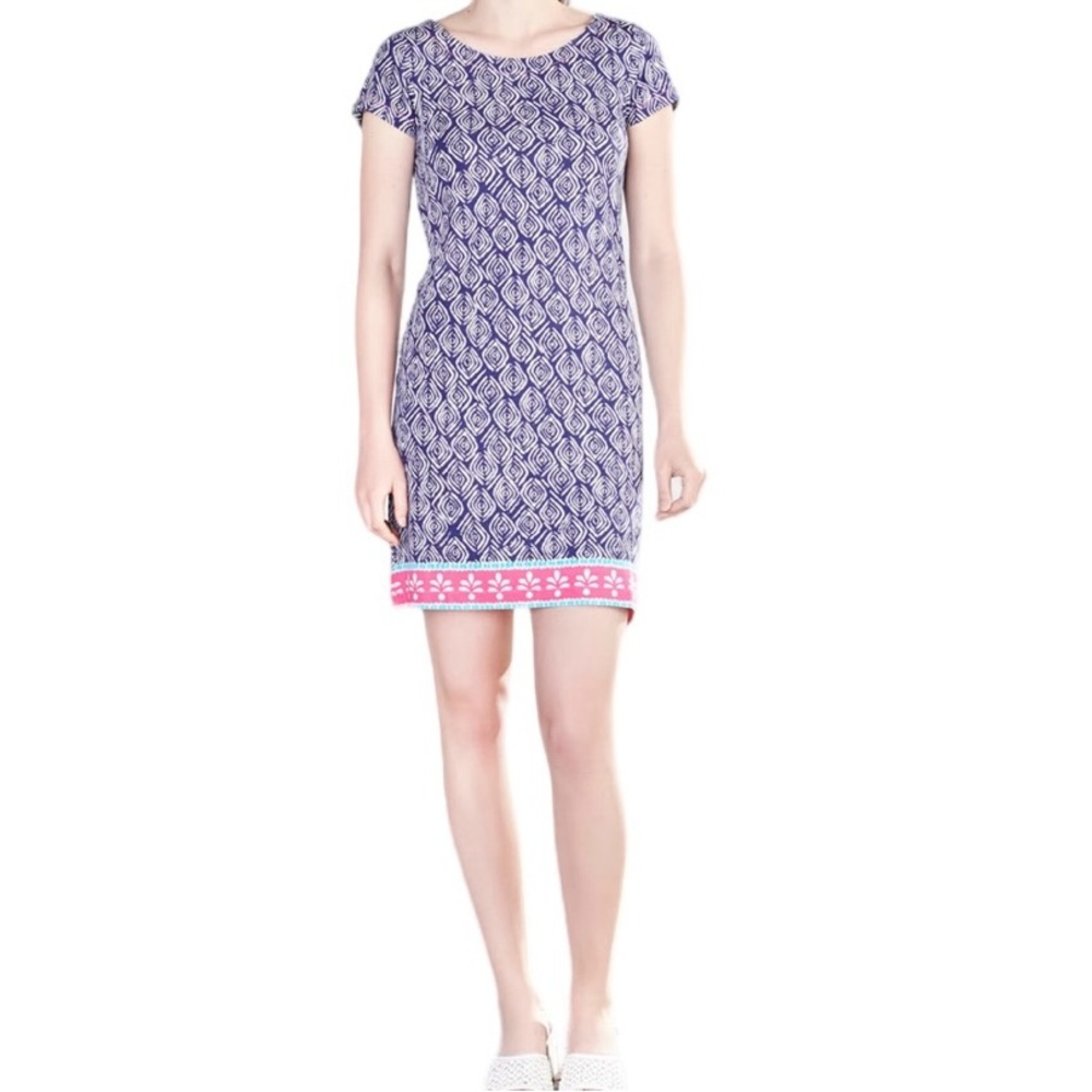 Hatley Nellie Dress in Shoreline Ripples Blue/White/Pink Print S